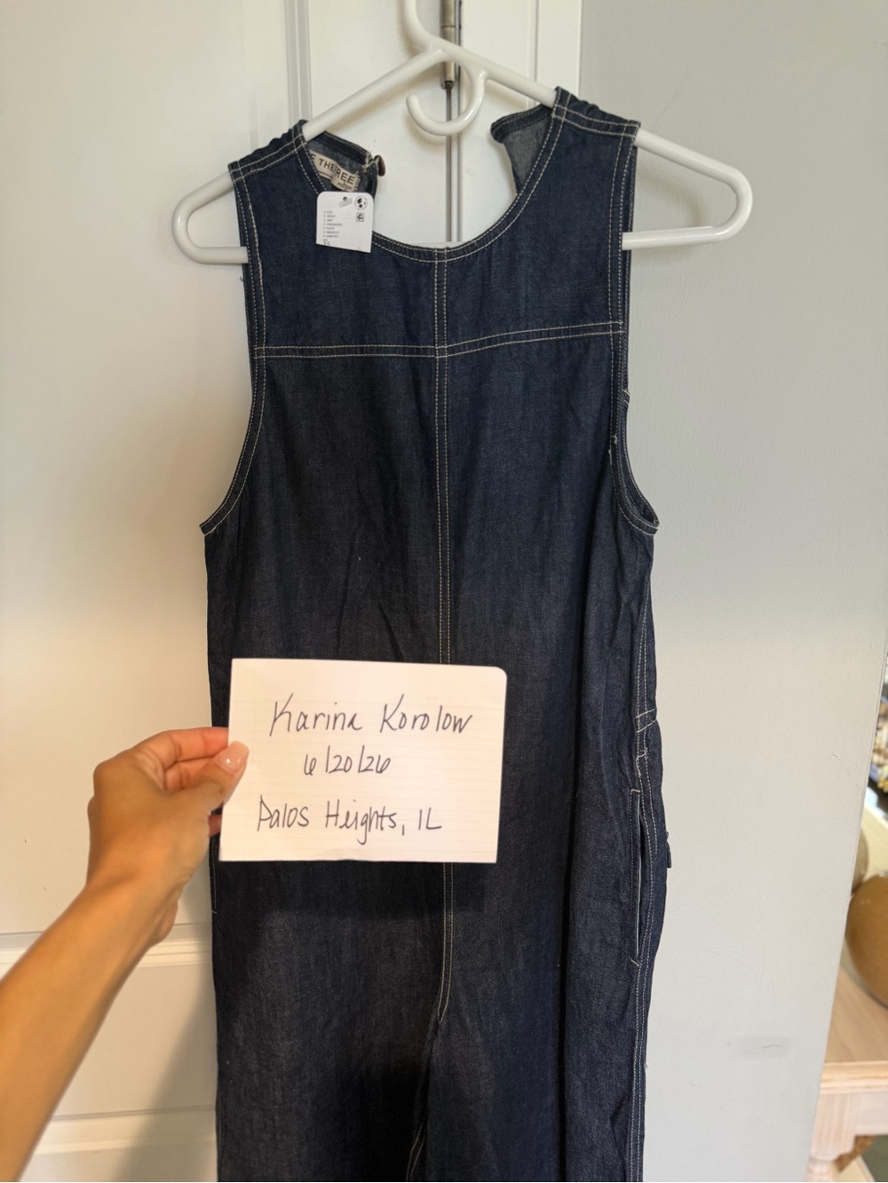 Free People Dark Denim Sleeveless Jumpsuit Dress - Navy Blue
